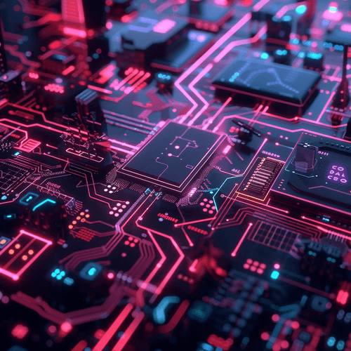 Colorful bright pink and blue motherboard for Kansas City web development